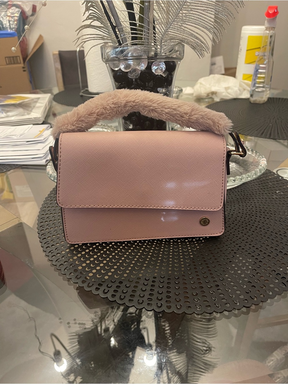 Kendall & Kylie Blush Pink Faux-Leather Mini Top-Handle Crossbody